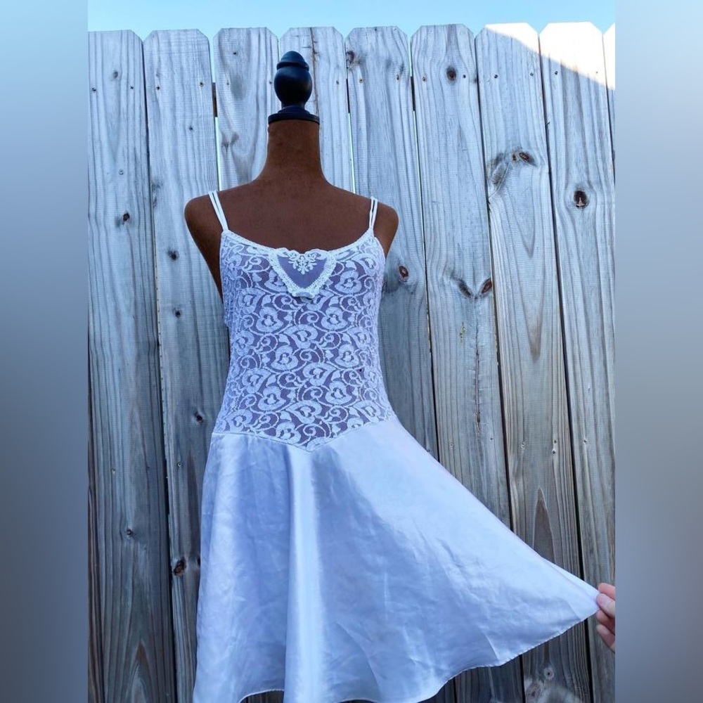 White Vintage Lace Mini Lingerie Dress:Bridal Bachelorette Wedding Y2K Romantic